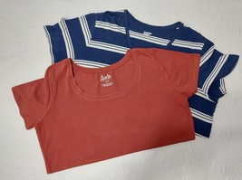 XL 1x Lands End Navy White 100% Cotton Tee Top &amp; Aveto Chesnut Lot Fits 2x 18 20 - £15.04 GBP