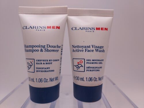 1 OF EACH-CLARINS MEN Active Face Wash & Shampoo and Shower, New SEALED, Trvl Sz - $10.88