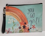Katie Doucette You Go Girl! Rainbow Flower Cosmetic Bag / Wristlet / Pou... - $14.75