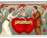 Man Woman and Child St. Valentine Greeting Embossed DB Postcard H18 - $7.97