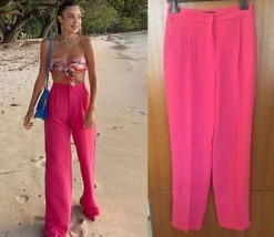 Zara Wide Bright Pink Hi Rise Menswear Style Pants - S - £47.00 GBP
