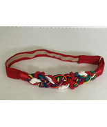 retro vintage rainbow color woven braided cord fiber art  adjustable wai... - $27.01 CAD
