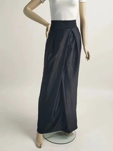 BLACK Taffeta Prom Maxi Skirt Outfit Women Custom Plus Size Pleated Pencil Skirt image 3