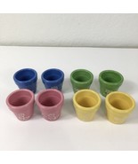 Flower Pot Napkin Rings Holders Ceramic Pink Blue Green Yellow Spring Ea... - £19.78 GBP