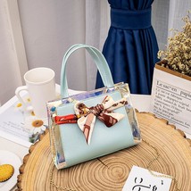 Fashion Women Silk Scarf Bow  Bag Hardware Chain Strap Color Block Messenger Han - £51.39 GBP