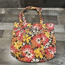 VERA BRADLEY Printed Cotton Purse Retired Fall Floral BITTERSWEET Tote Bag - $21.78