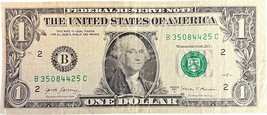 $1 One Dollar Bill 35084425 miscut, off center - $6.79