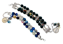 Lot Of Two Multi Strand Beaded Stone Queen Elizabeth II Charm Bracelets - £31.22 GBP