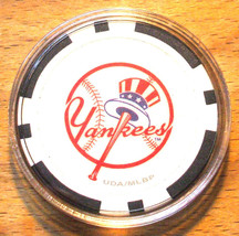 (1) New York Yankees Poker Chip Golf Ball Marker - White with Black Inserts - $7.95