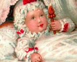 Victorian Trade Card Kennedys Paris &amp; Millenery Philadelphia Baby w Ratt... - £10.24 GBP