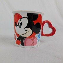 Disney Store Minnie Mickey Mouse Heart Mug w/Heart Handle Red Love Valentine Day - £15.22 GBP