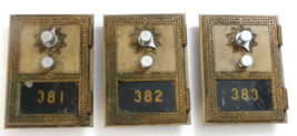 3 Vintage Antique Brass US POST OFFICE PO Box, Combination Type, National  1964 - $34.60