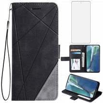 Compatible With Samsung Galaxy Note 20 Glaxay Note20 5G Wallet Case Tempered Gla - £21.95 GBP