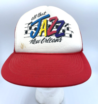 Vtg All That Jazz Trucker Hat Cap SnapBack Mesh New Orleans Music Notes READ - £6.87 GBP