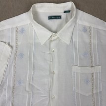 Cubavera Mens Hawaiian Embroidered Guayabera Shirt XXL 2XL Button Linen ... - £16.24 GBP