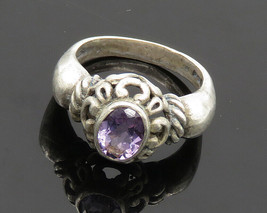 925 Sterling Silver - Vintage Faceted Amethyst Swirl Band Ring Sz 6.5 - RG20046 - £26.81 GBP