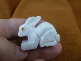 (y-BUN-202) white BUNNY RABBIT Alabaster stone FIGURINE love rabbits HOP... - £10.11 GBP