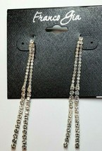 Franco Gia Silver Plated Earrings Cubic Zirconia Two Tassels 2.75 Inch   #47 - $20.46