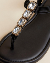 Torrid Women&#39;s Shoes Black Jeweled Slingback Flat Sandals 13WW - £27.35 GBP