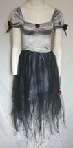 WITCH COSTUME Velvet Black Tulle Goth Walking Dead Dress Embellished Gir... - $36.10