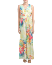 NEW ANNE KLEIN PINK IVORY WHITE FLORAL MAXI DRESS  SIZE 10 $139 - $69.99