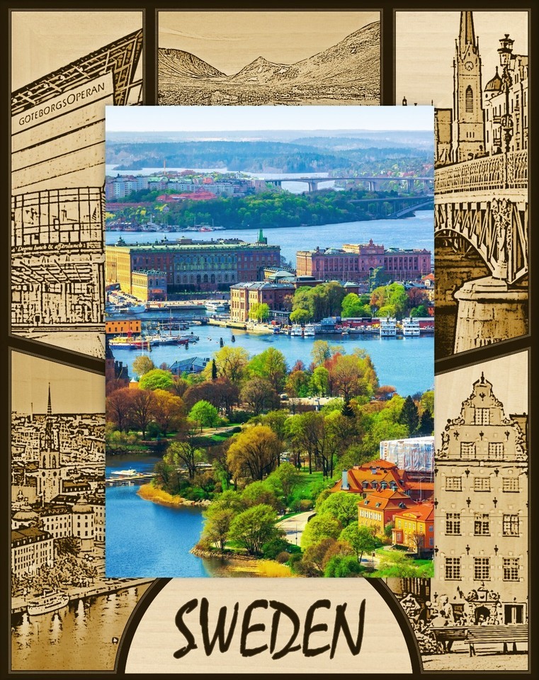 Sweden Laser Engraved Wood Picture Frame Portrait (3 x 5) - $25.99