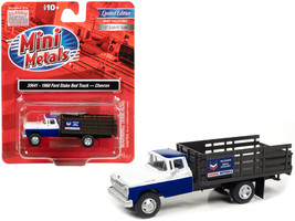 1960 Ford Stake Bed Truck Chevron Blue White 1/87 HO Scale Model Car Classic Met - £24.14 GBP