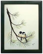 Audubon Chickadee Wildlife Nature Bird Framed Print 11 X 14 Wall Decor-green Fra - £25.83 GBP
