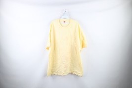 Vtg 90s Hanes Men 3XL Distressed Blank Short Sleeve Pocket T-Shirt Yellow Cotton - £23.70 GBP