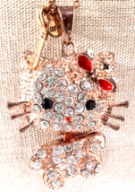 BFF Hello Kitty Pendant Rose Goldtone Crystals Red enamel bonus Chain - £9.52 GBP