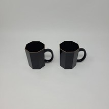 Vintage Arcorac Octagonal Black Coffee Mugs Cups France MCM Set of 2 - £15.81 GBP