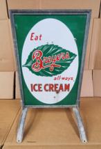 Vintage Breyers ICE CREAM Dairy Double Sided Sidewalk Curb Sign Porcelai... - £660.71 GBP
