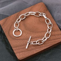 Silver Color Thick Chain Brcacelet for Women Fashion Simple TO Buckle Thai Silve - $16.03