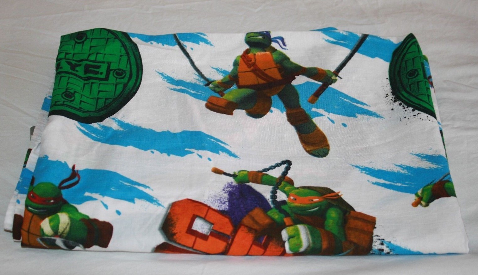 TMNT Teenage Mutant Ninja Turtles TWIN FLAT Sheet Kids Fabric Material 2013 Item image 4