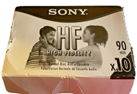 Cassette Tapes Sony HF 90 Minute Blank Audio 10 Pack Box High Fidelity C... - $23.24
