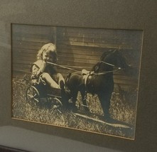 Antique Photo Little Girl &quot;Express Wagon&quot; Childs &quot;Horse Toy&quot; Unique - £59.91 GBP