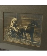 Antique Photo Little Girl &quot;EXPRESS WAGON&quot; Childs &quot;HORSE TOY&quot; Unique - £60.05 GBP