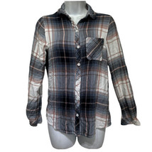 Beach Lunch Lounge Plaid Long Sleeve Button Front Shirt Size XS - £12.21 GBP