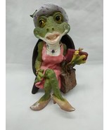 Vintage Lady Frog With Purse Bag Hat Sitting On Chair Ceramic 5&quot; - $527.58 MXN