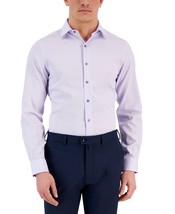 Alfani Men&#39;s Slim Fit Herringbone Dress Shirt Lavender 15-15.5 32-33 - £15.92 GBP