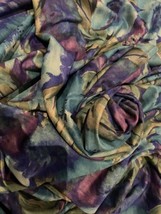 VTG Nylon Semi-Stretchy Multicolored Floral Print Remnant Fabric 71” L X 58.5” W - £15.14 GBP