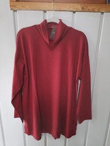 J.Jill Luxe Supima Shirttail Turtleneck Tunic Top Size XLT NWT Garnet Red - £23.48 GBP