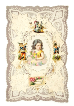 Antique Victorian Die Cut Paper Lace Greeting Card Embossed *4 - £21.74 GBP