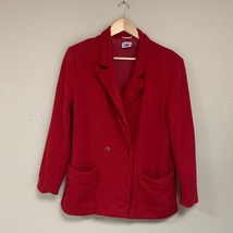 Vintage 80 90 Y2K Distressed Hobo Womens 12 Red Blazer Jacket Oversized Pockets - £7.77 GBP