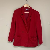 Vintage 80 90 Y2K Distressed Hobo Womens 12 Red Blazer Jacket Oversized Pockets - £7.74 GBP