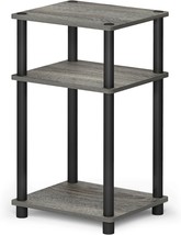 Furinno Just French Oak Grey/Black 3-Tier Turn-N-Tube End, Side, Night, Pack. - $37.98