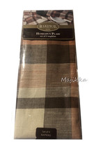 Homespun Plaid Fabric Napkins Set of 4 Mocha Beige Rust Country Cabin 19x19&quot; - £20.28 GBP