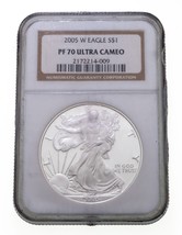 2005-W S$1 Silver American Eagle Proof Graded by NGC as PF70 Ultra Cameo - £98.55 GBP