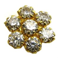 Indio Pendiente Nariz Flor Circonita Cúbica Piercing 14k Real Oro Aro Pin, - £23.02 GBP