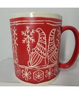Christmas Tree HoHoHo Gnome Coffee Mug Peppermint Pine Red Snowflake Elves - $14.84